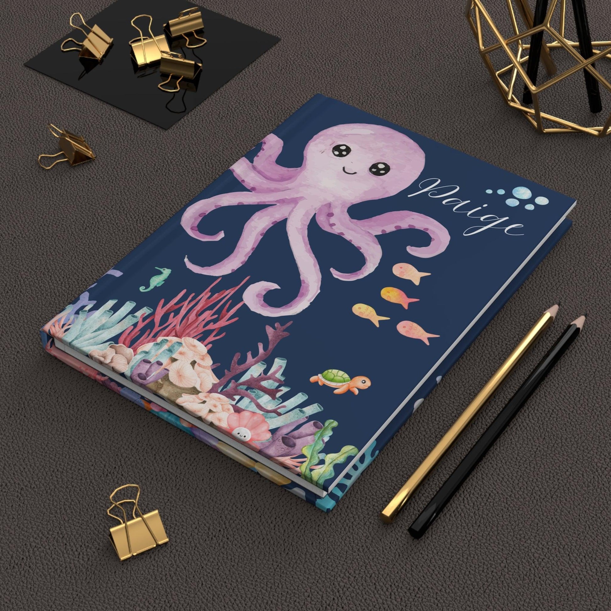 Personalized Under the Sea Journal | Watercolor Marine Life Design with Custom Name - Joyful Moments Market