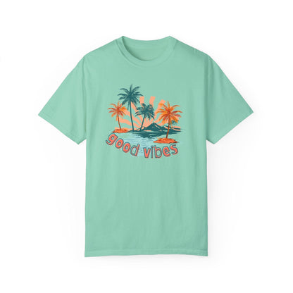 Comfort Colors Palm Sunrise Tee | Soft Garment-Dyed Cotton for Beach Vibes - Joyful Moments Market