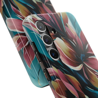 Floral Phone Case | Artistic Dark Purple & Green Design for iPhone & Samsung - Joyful Moments Market