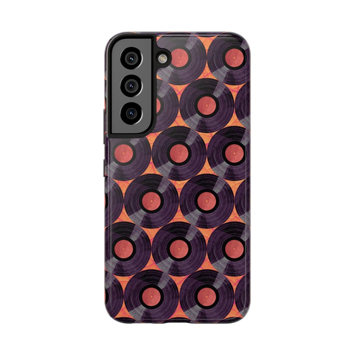 Vinyl Record Phone Case | Retro Red-Orange Design for iPhone & Samsung - Joyful Moments Market