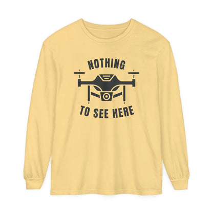 Comfort Colors Long Sleeve T-Shirt | Garment-Dyed Cotton & "Nothing to See Here" Design - Joyful Moments Market