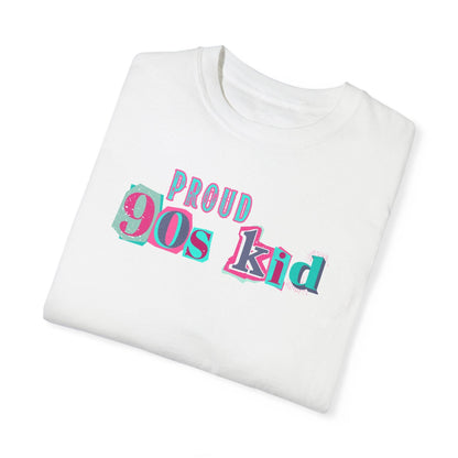 Proud 90s Kid Shirt | Vintage-Inspired Bold Pink & Blue Tee in Garment-Dyed Cotton - Joyful Moments Market