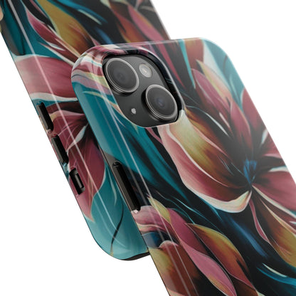 Floral Phone Case | Artistic Dark Purple & Green Design for iPhone & Samsung - Joyful Moments Market