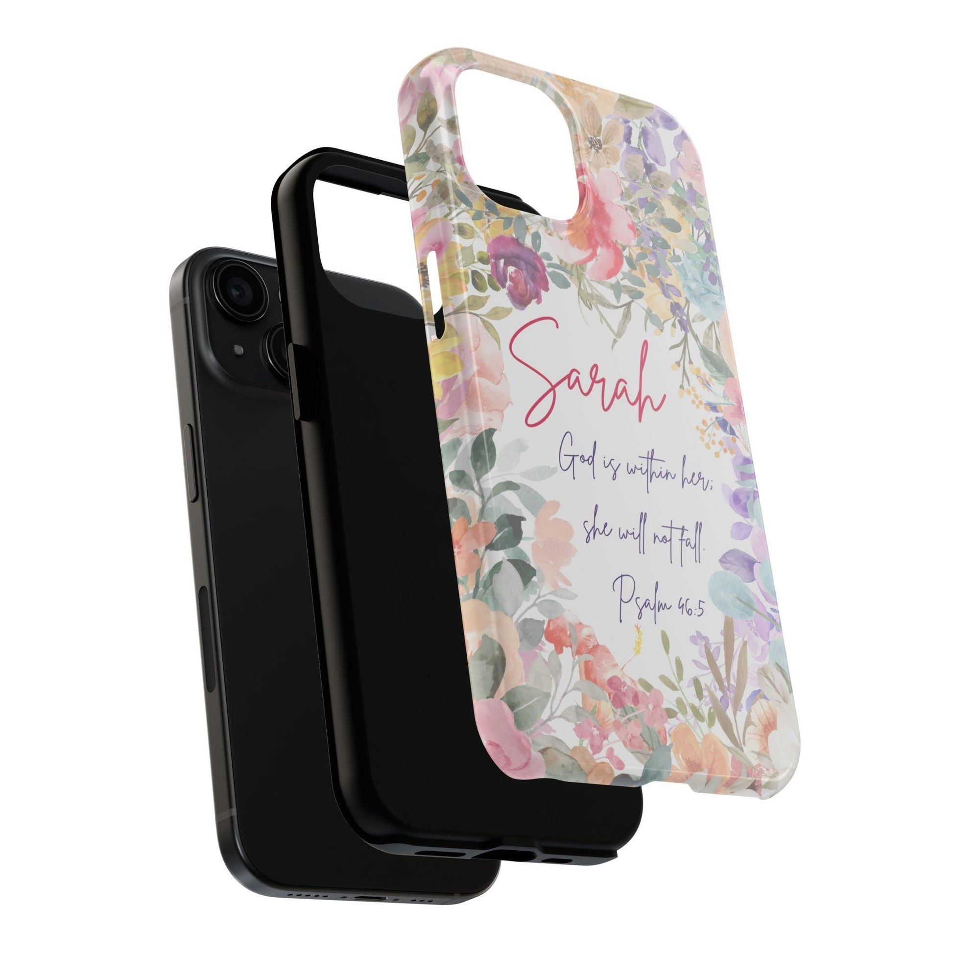 Personalized Floral Phone Cover with Bible Verse Psalm 46:5 - Joyful Moments Market