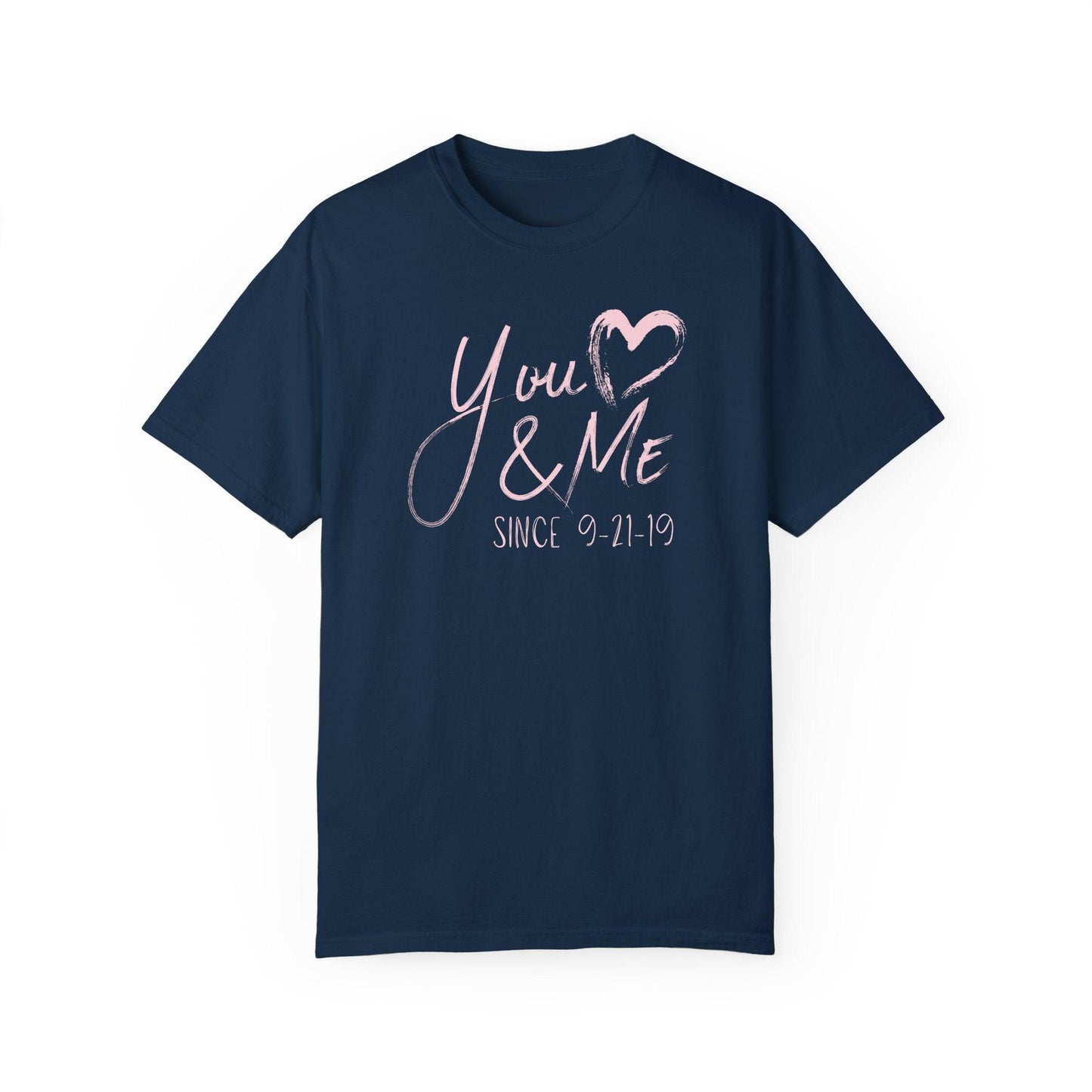 Comfort Colors Couples Tee | Personalized Brushstroke Heart Anniversary Gift - Joyful Moments Market