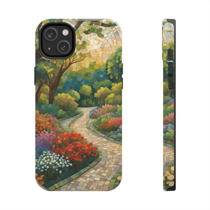 Mosaic Park Phone Case | Peaceful Path & Floral Design for iPhone & Samsung - Joyful Moments Market