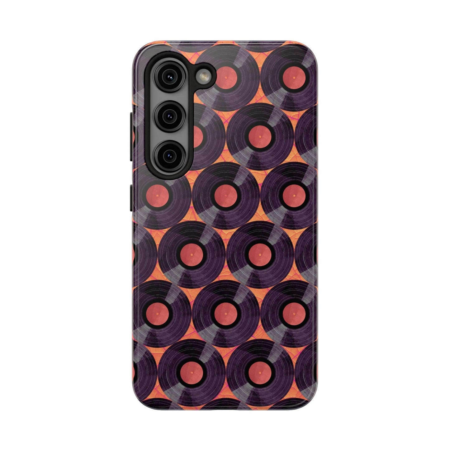 Vinyl Record Phone Case | Retro Red-Orange Design for iPhone & Samsung - Joyful Moments Market