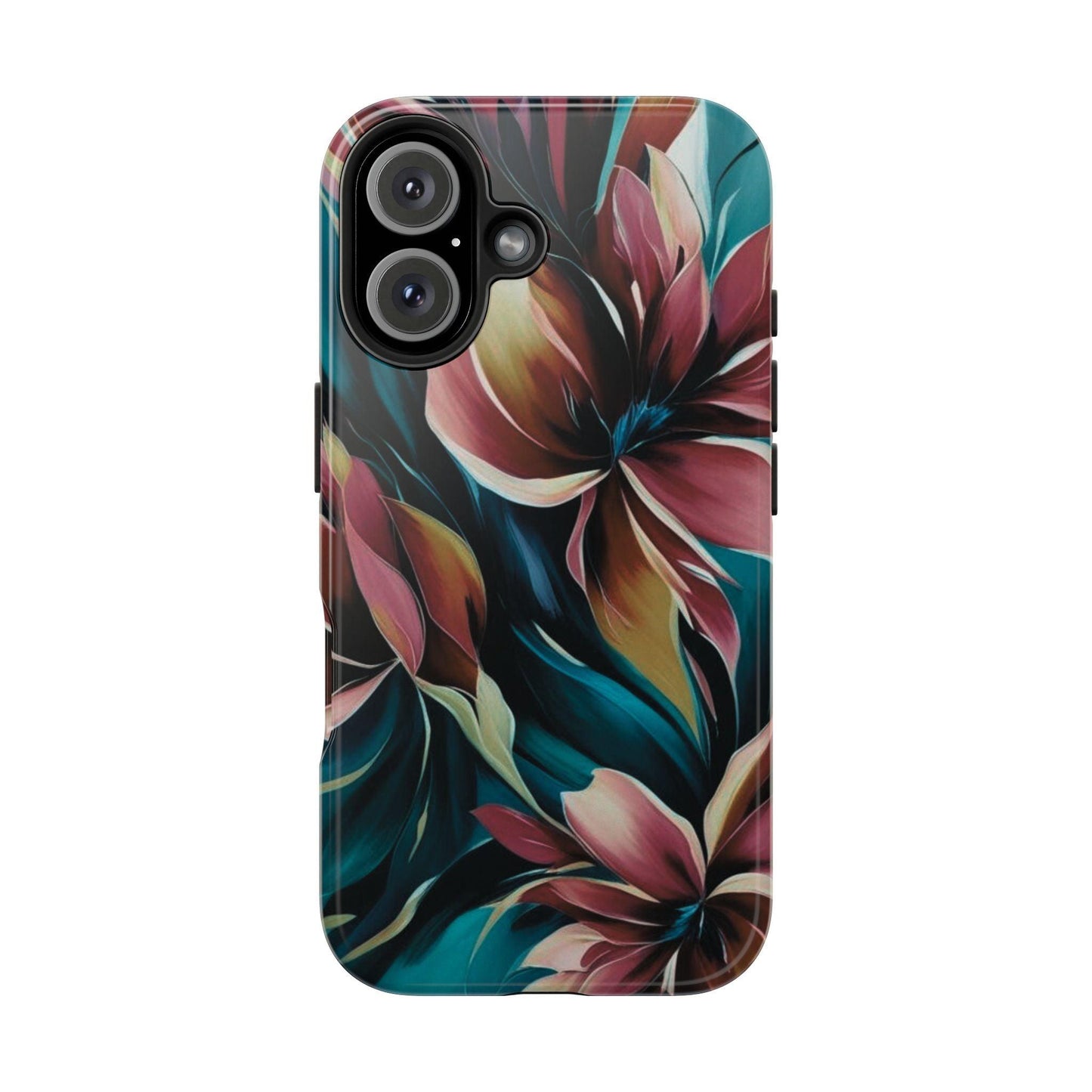 Floral Phone Case | Artistic Dark Purple & Green Design for iPhone & Samsung - Joyful Moments Market