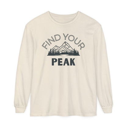 Comfort Colors Long Sleeve T-Shirt | Garment-Dyed Cotton with Inspiring Mountain Scene - Joyful Moments Market