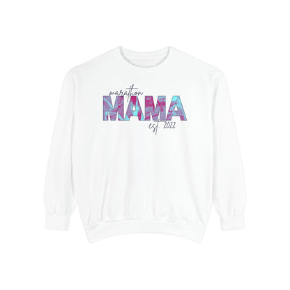 Customizable Comfort Colors Marathon Mama Sweatshirt | Personalized Gift for Runner Moms - Joyful Moments Market