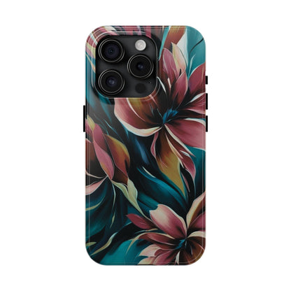 Floral Phone Case | Artistic Dark Purple & Green Design for iPhone & Samsung - Joyful Moments Market