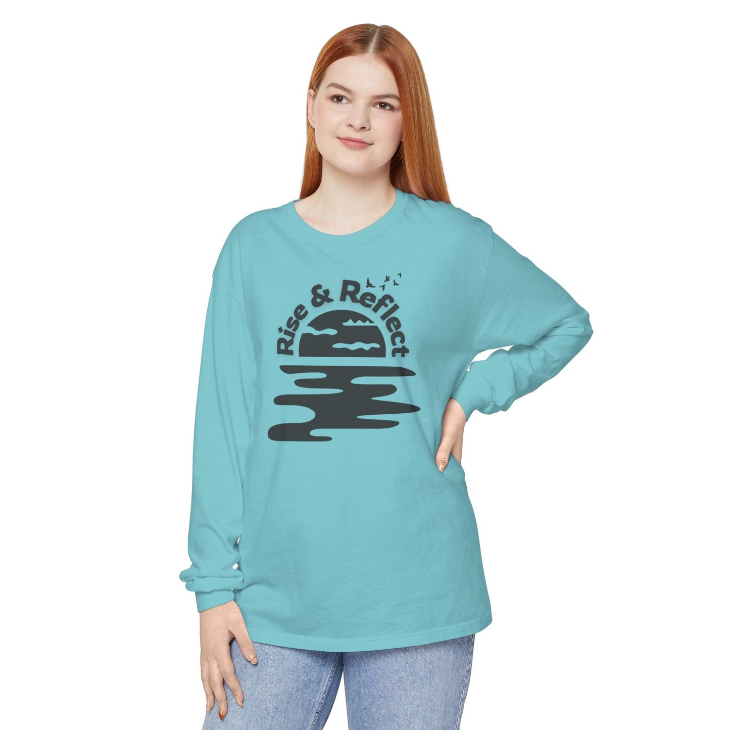 Comfort Colors Long Sleeve T-Shirt | Soft Garment-Dyed Cotton with Calming Sunrise Design - Joyful Moments Market