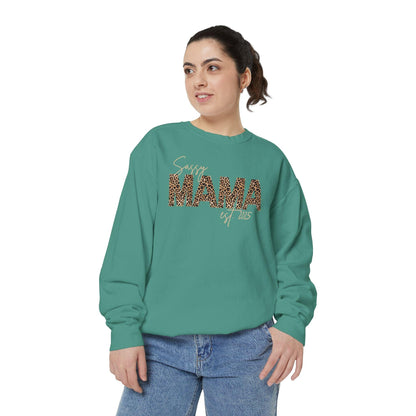 Customizable Comfort Colors Sassy Mama Sweatshirt | Leopard Print Gift for Moms - Joyful Moments Market