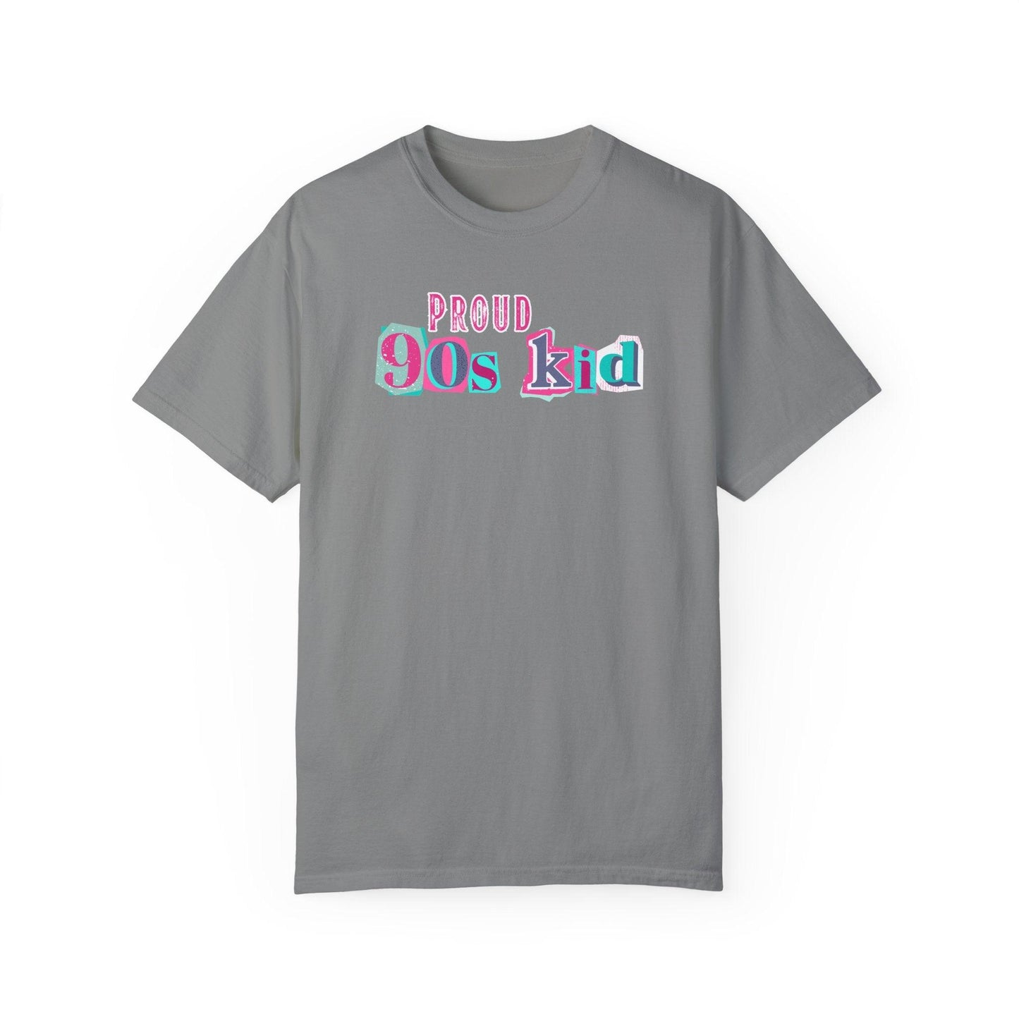 Proud 90s Kid Shirt | Vintage-Inspired Bold Pink & Blue Tee in Garment-Dyed Cotton - Joyful Moments Market