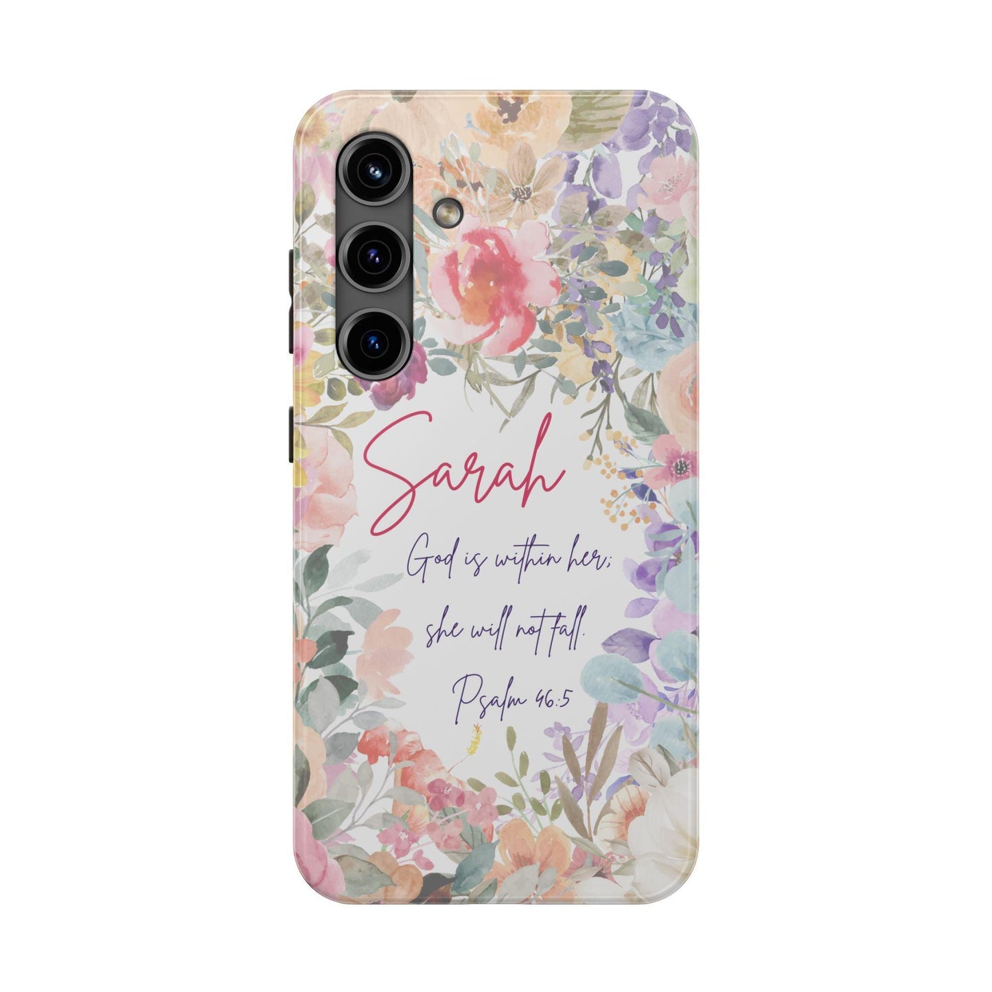 Personalized Floral Phone Cover with Bible Verse Psalm 46:5 - Joyful Moments Market