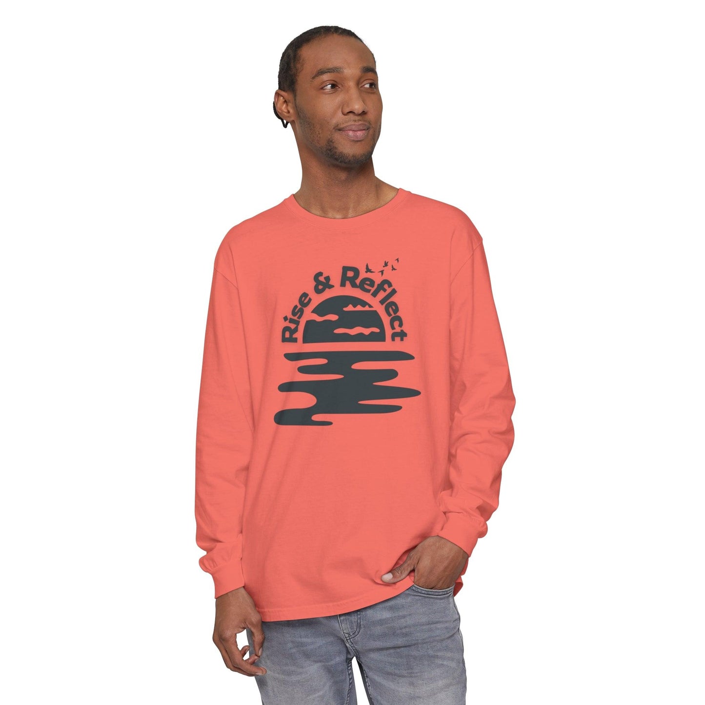 Comfort Colors Long Sleeve T-Shirt | Soft Garment-Dyed Cotton with Calming Sunrise Design - Joyful Moments Market