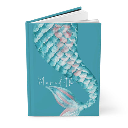 Personalized Mermaid Journal | Teal Watercolor Tail Design with Custom Name - Joyful Moments Market