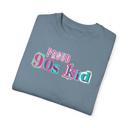 Proud 90s Kid Shirt | Vintage-Inspired Bold Pink & Blue Tee in Garment-Dyed Cotton - Joyful Moments Market