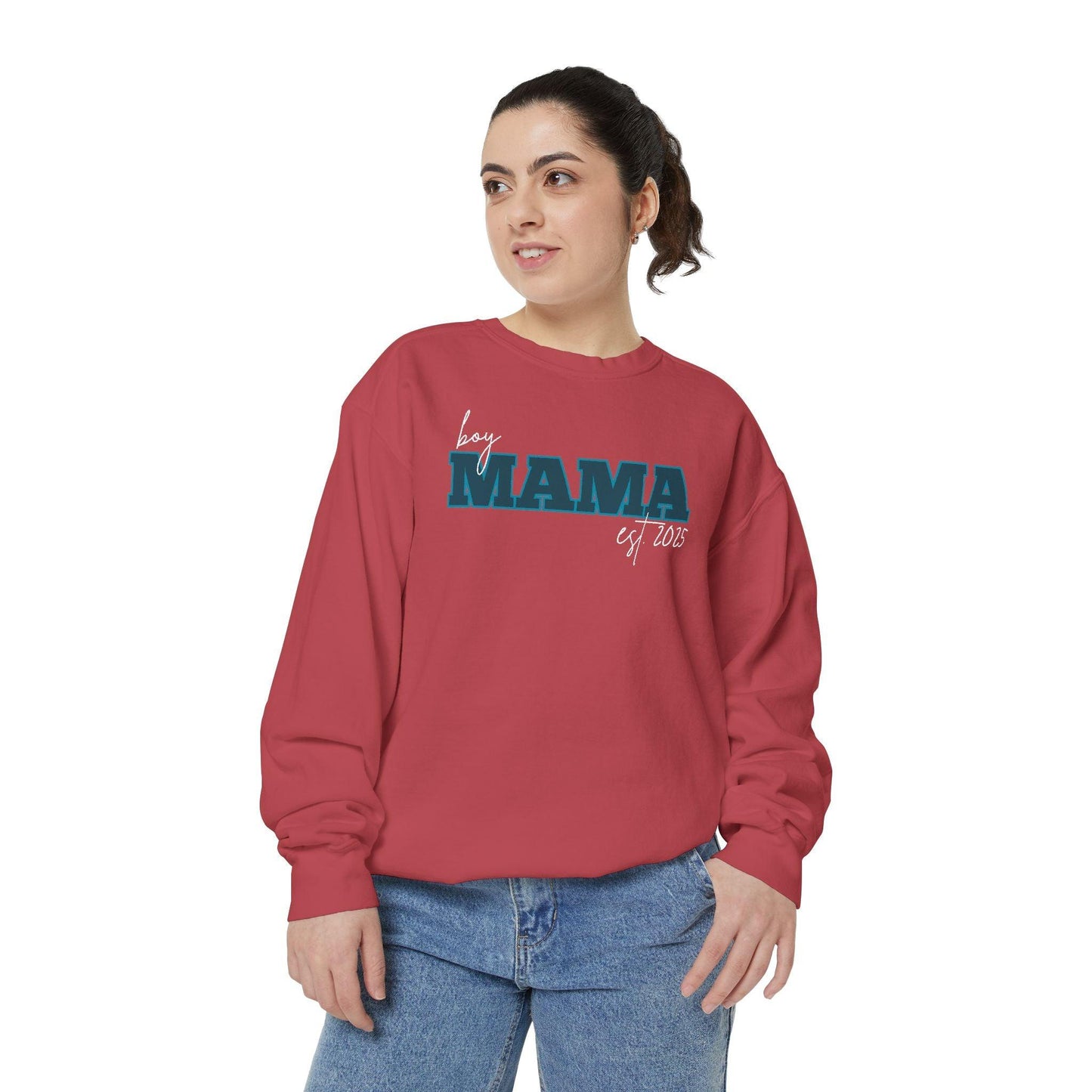 Customizable Comfort Colors Boy Mama Sweatshirt | Personalized Gift for Moms - Joyful Moments Market