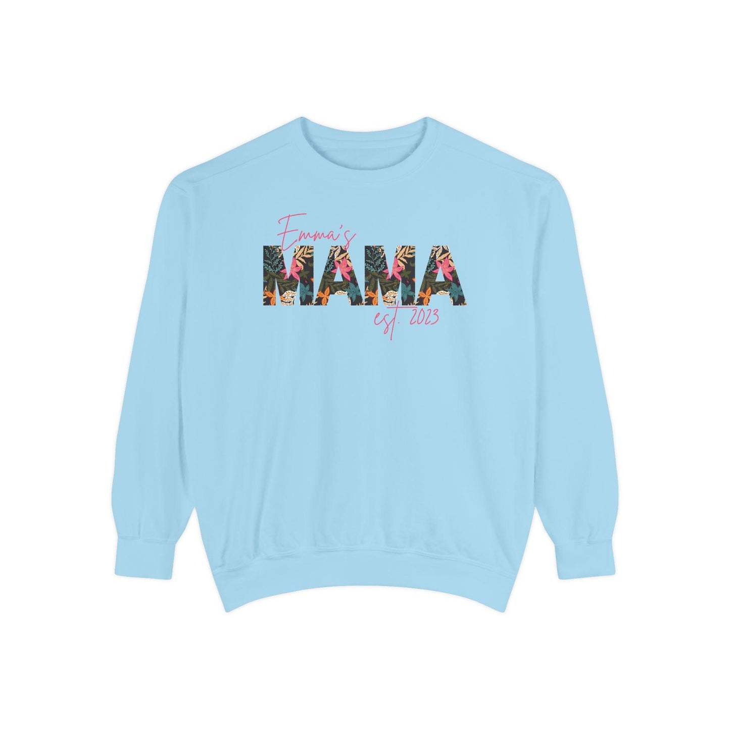 Customizable Comfort Colors Tropical Mama Sweatshirt | Personalized Gift for Beach-Loving Moms - Joyful Moments Market