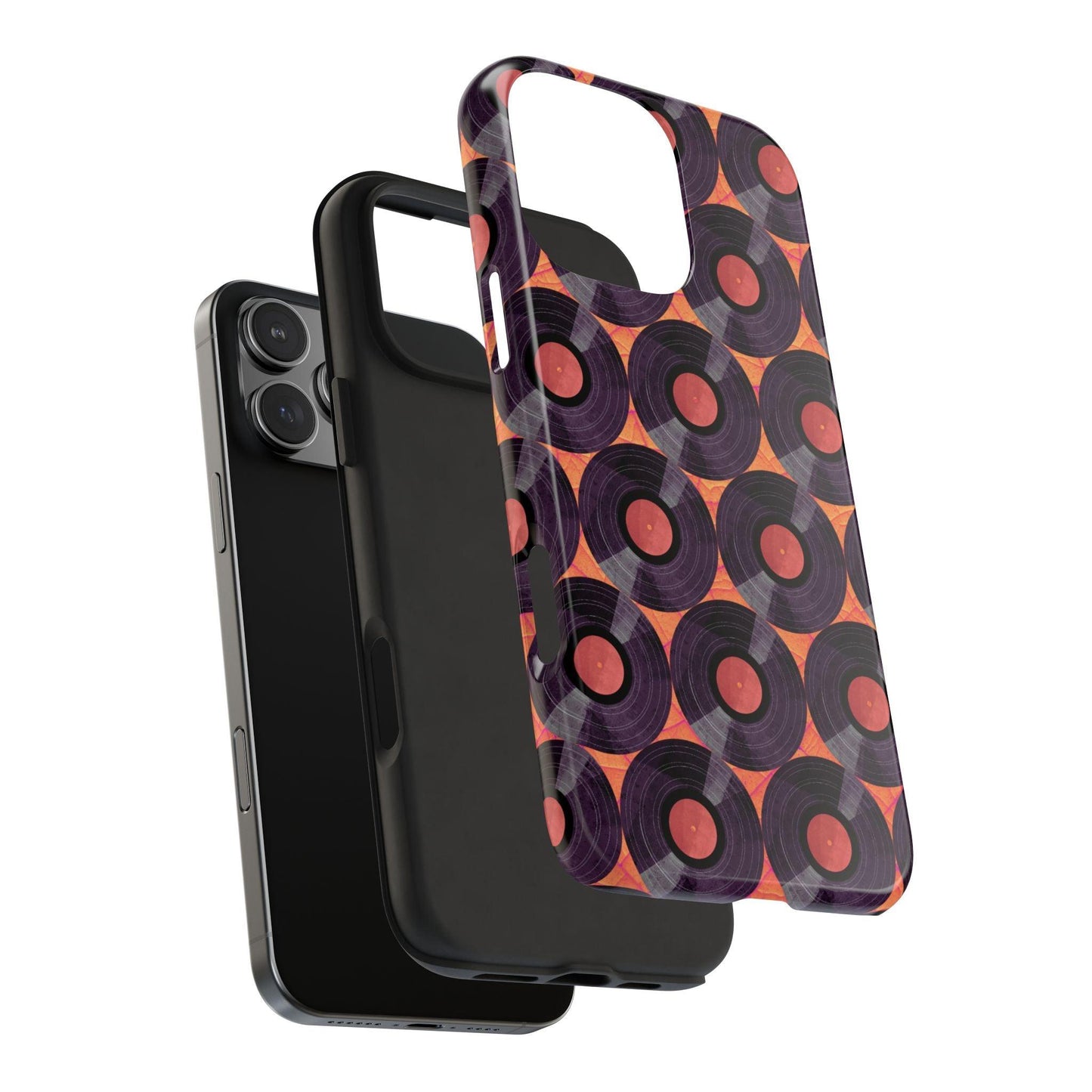 Vinyl Record Phone Case | Retro Red-Orange Design for iPhone & Samsung - Joyful Moments Market