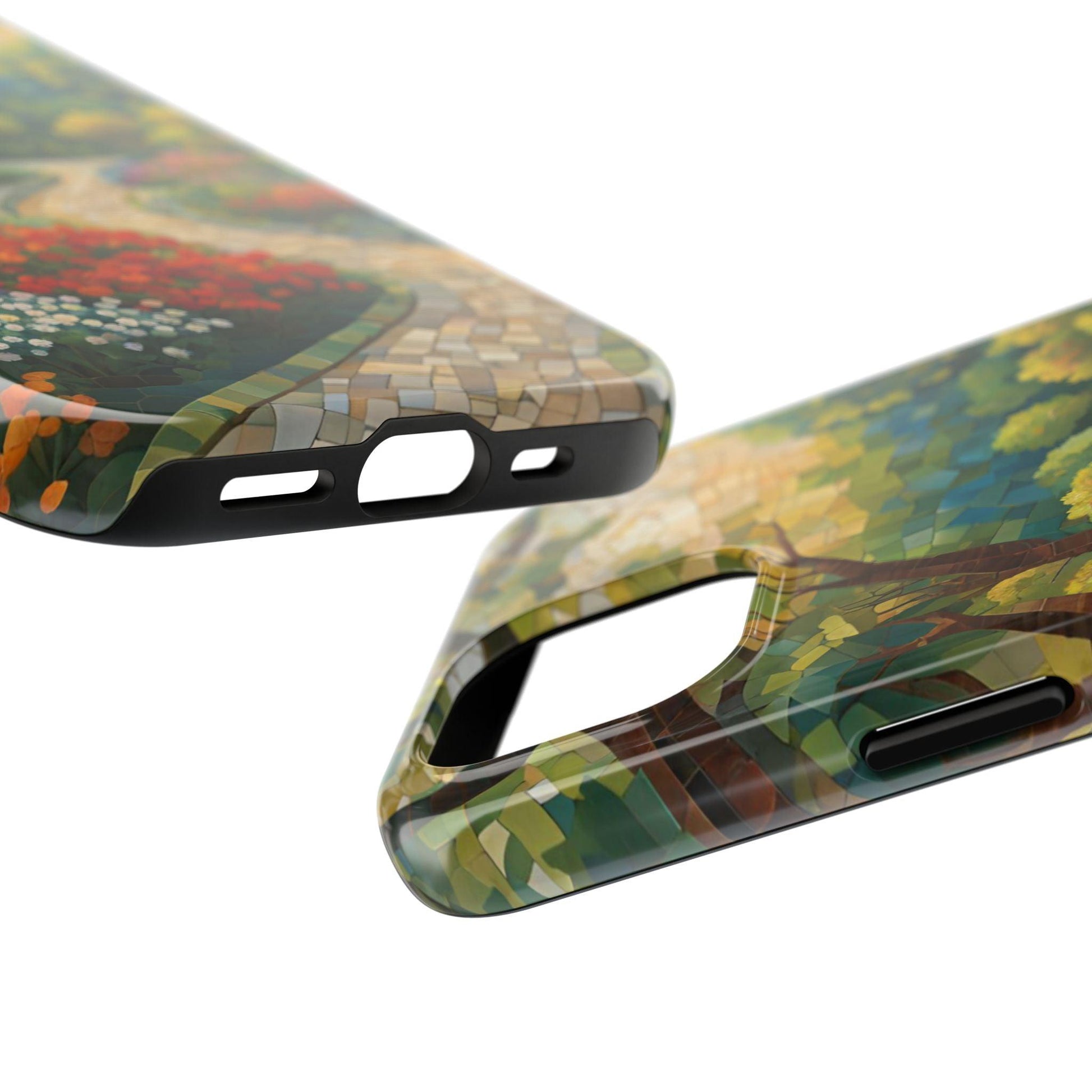 Mosaic Park Phone Case | Peaceful Path & Floral Design for iPhone & Samsung - Joyful Moments Market