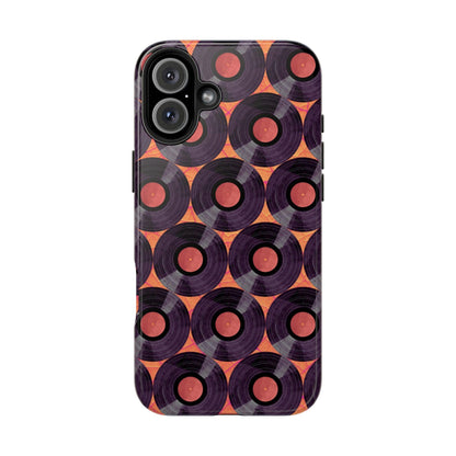 Vinyl Record Phone Case | Retro Red-Orange Design for iPhone & Samsung - Joyful Moments Market