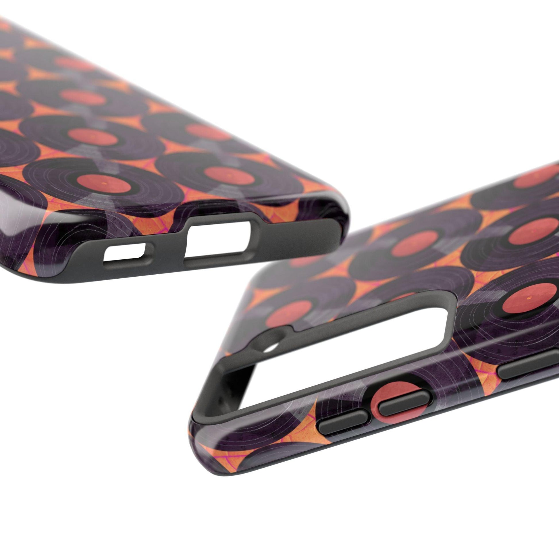 Vinyl Record Phone Case | Retro Red-Orange Design for iPhone & Samsung - Joyful Moments Market