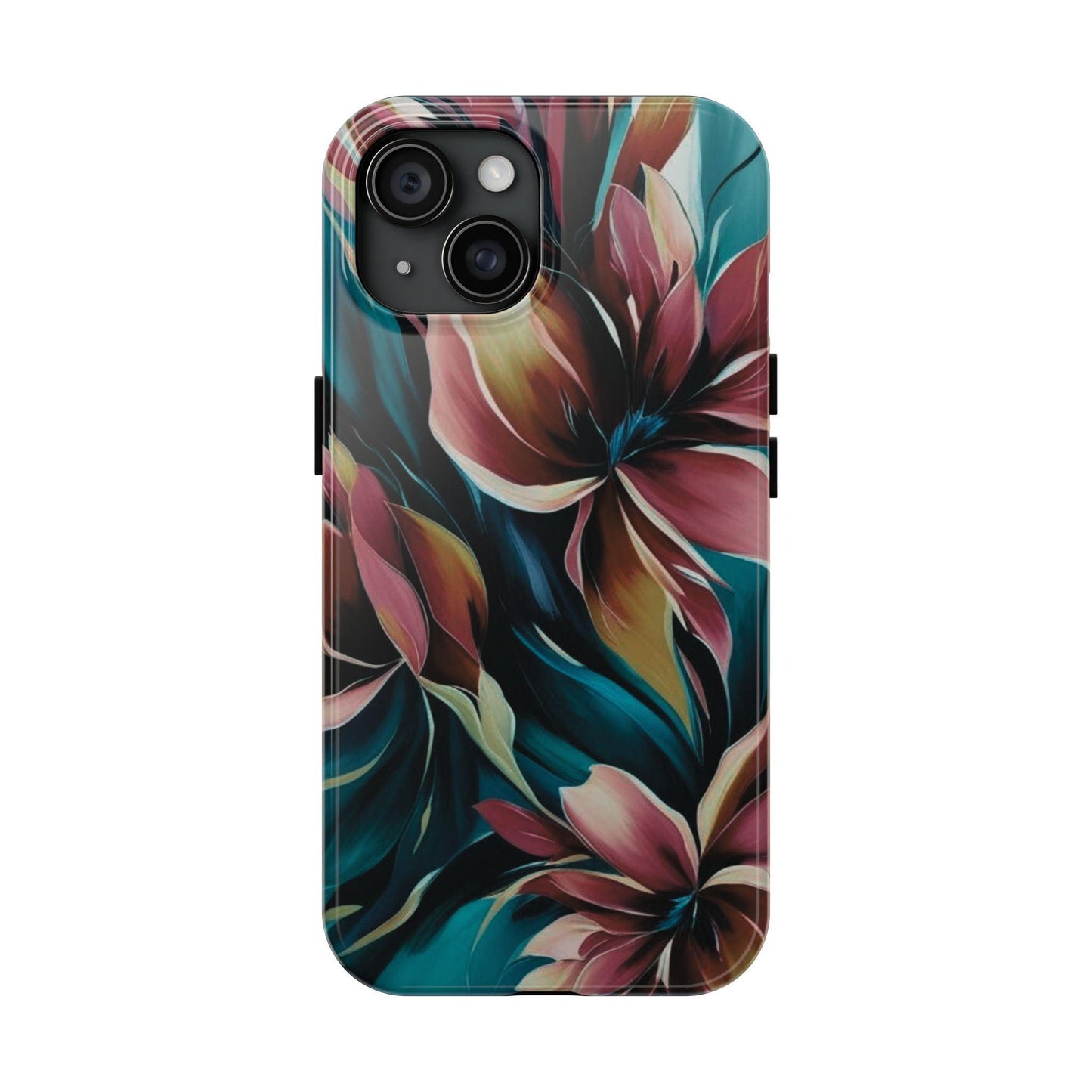 Floral Phone Case | Artistic Dark Purple & Green Design for iPhone & Samsung - Joyful Moments Market