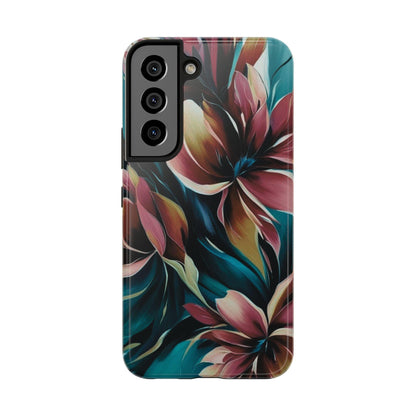 Floral Phone Case | Artistic Dark Purple & Green Design for iPhone & Samsung - Joyful Moments Market