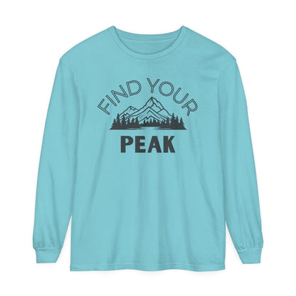 Comfort Colors Long Sleeve T-Shirt | Garment-Dyed Cotton with Inspiring Mountain Scene - Joyful Moments Market