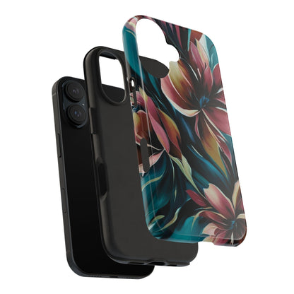 Floral Phone Case | Artistic Dark Purple & Green Design for iPhone & Samsung - Joyful Moments Market