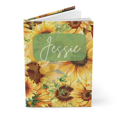 Personalized Sunflower Journal | Vibrant Watercolor Hardcover Notebook - Joyful Moments Market