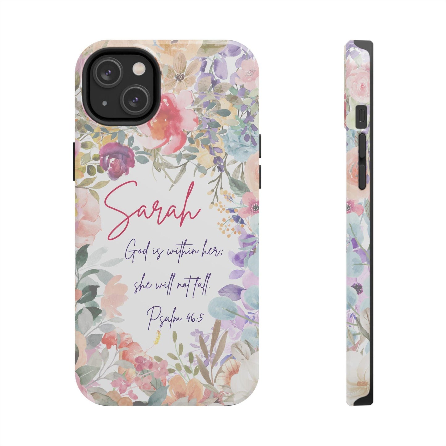 Personalized Floral Phone Cover with Bible Verse Psalm 46:5 - Joyful Moments Market