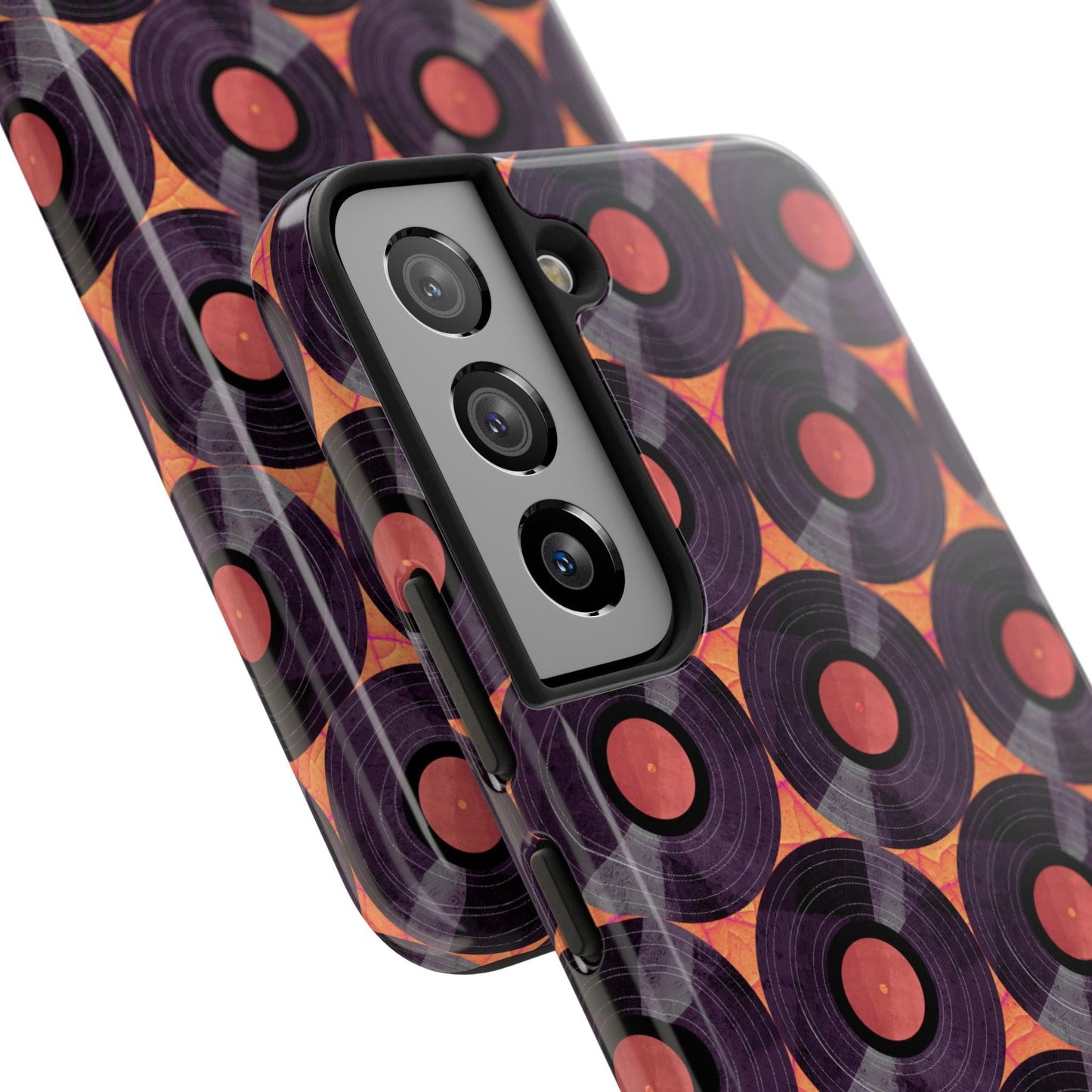 Vinyl Record Phone Case | Retro Red-Orange Design for iPhone & Samsung - Joyful Moments Market