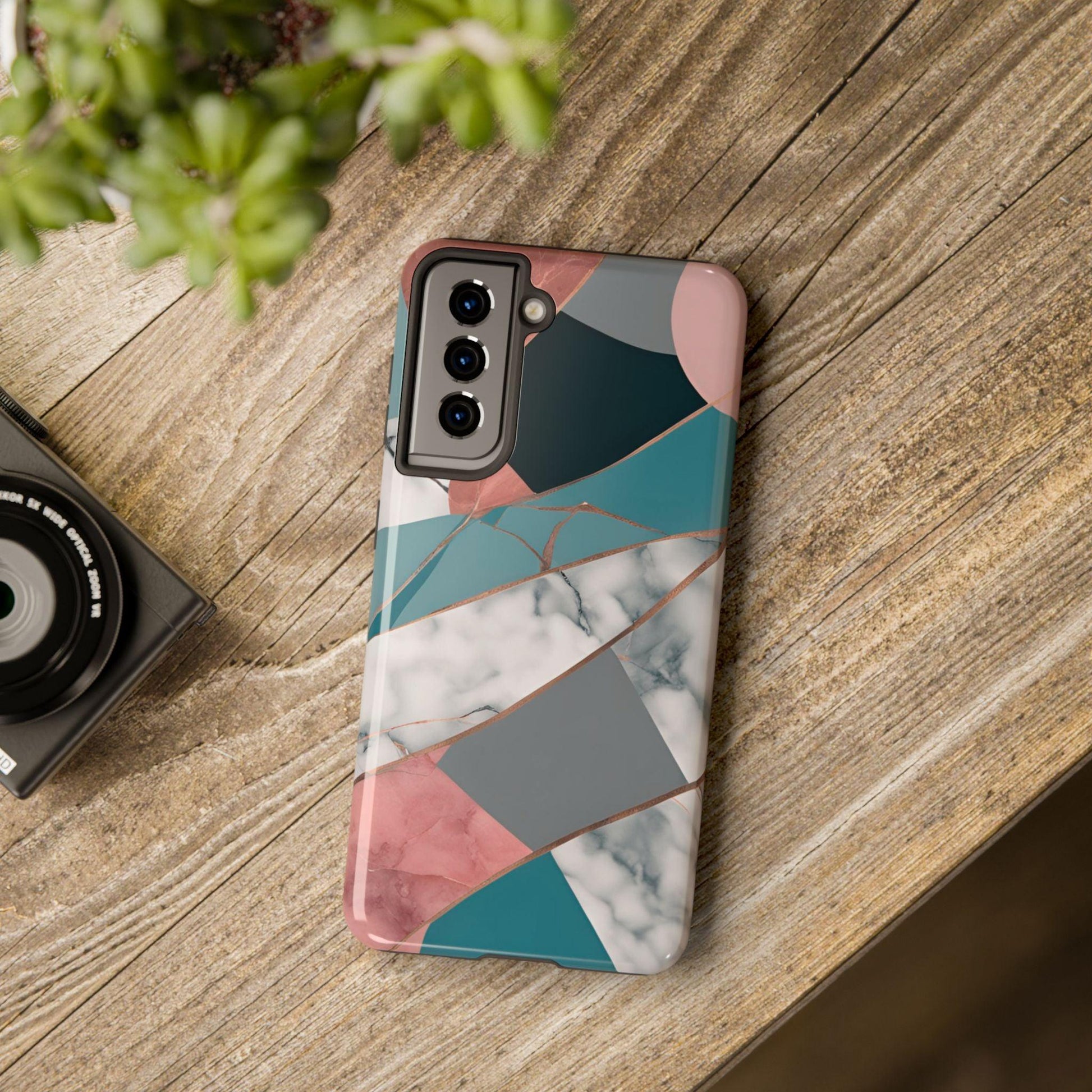 Marble Teal & Pink Phone Case | Funky Modern Design for iPhone & Samsung - Joyful Moments Market