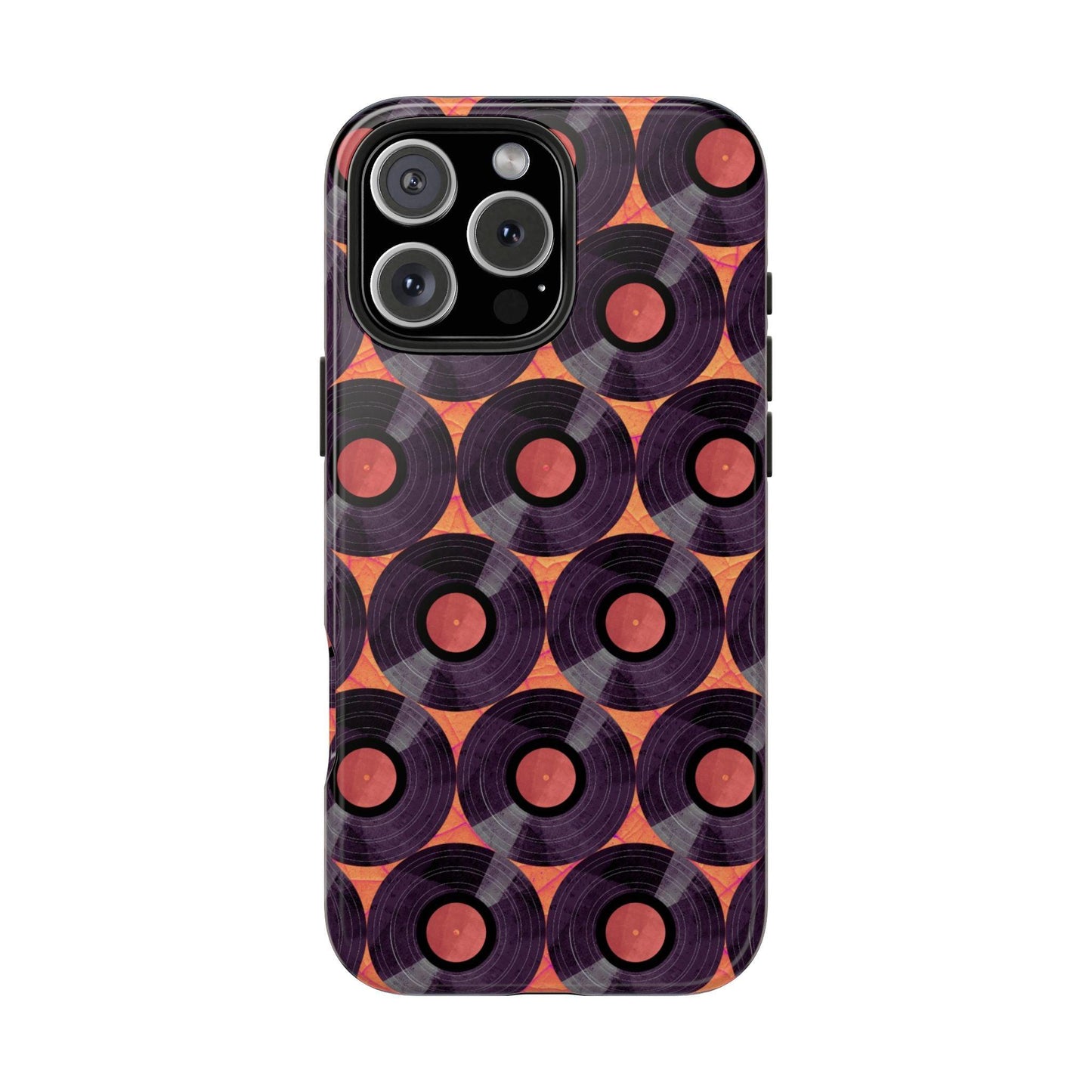 Vinyl Record Phone Case | Retro Red-Orange Design for iPhone & Samsung - Joyful Moments Market