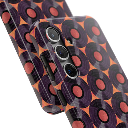 Vinyl Record Phone Case | Retro Red-Orange Design for iPhone & Samsung - Joyful Moments Market