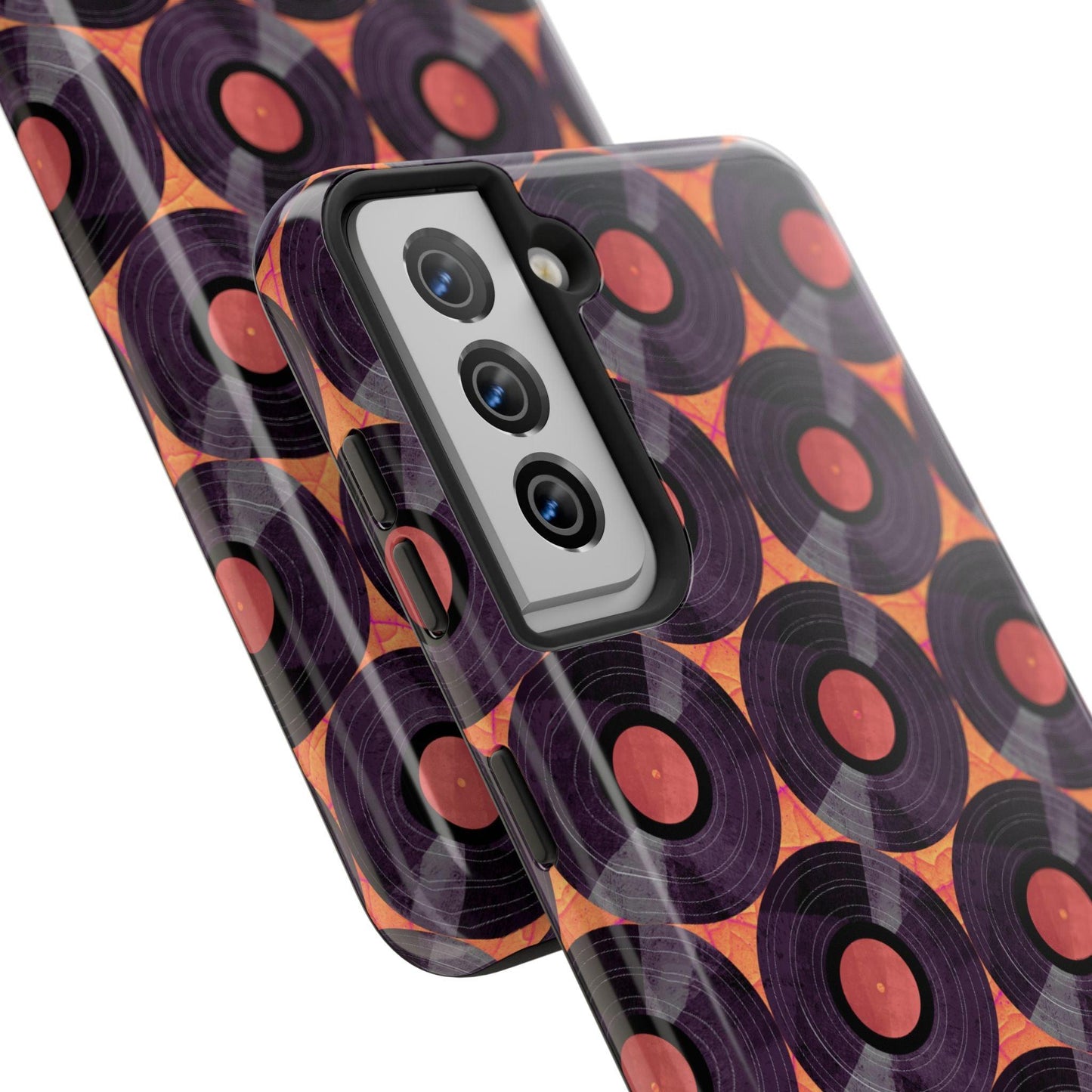 Vinyl Record Phone Case | Retro Red-Orange Design for iPhone & Samsung - Joyful Moments Market