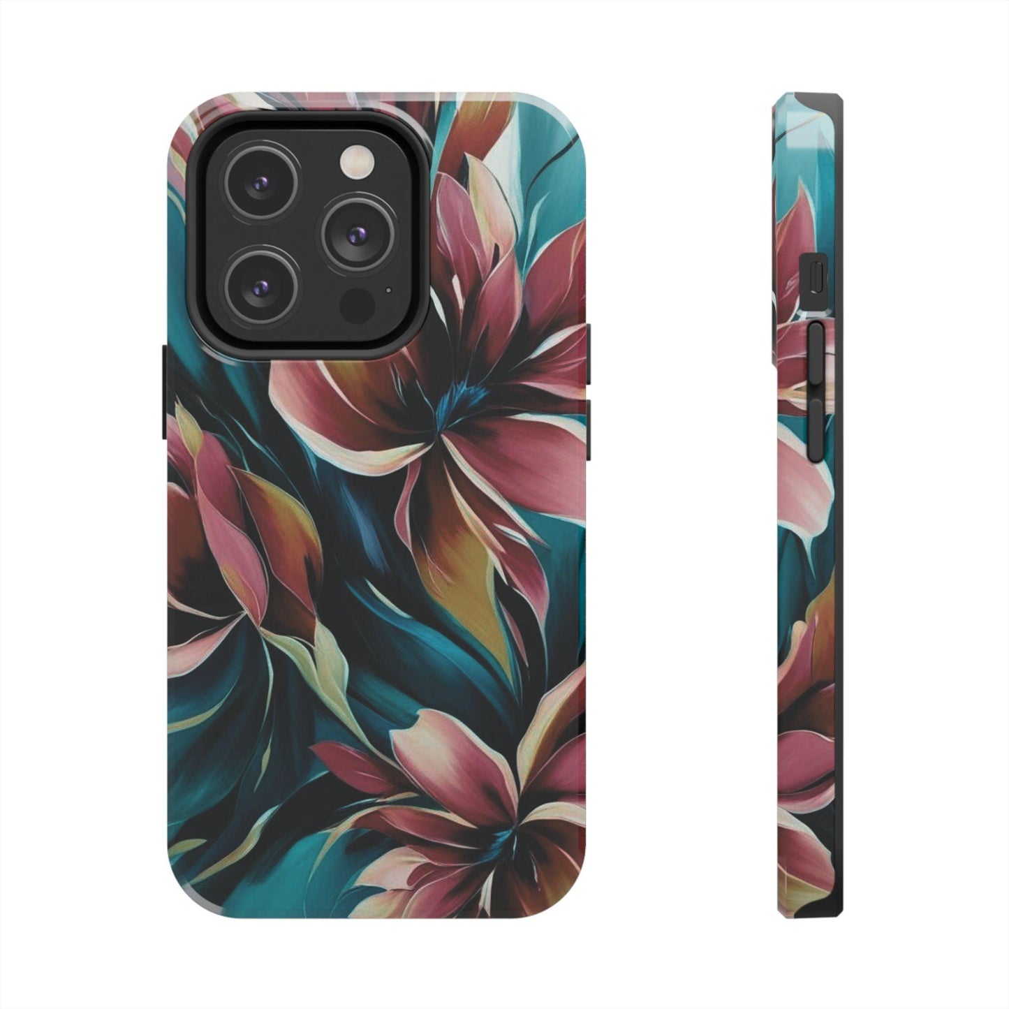 Floral Phone Case | Artistic Dark Purple & Green Design for iPhone & Samsung - Joyful Moments Market