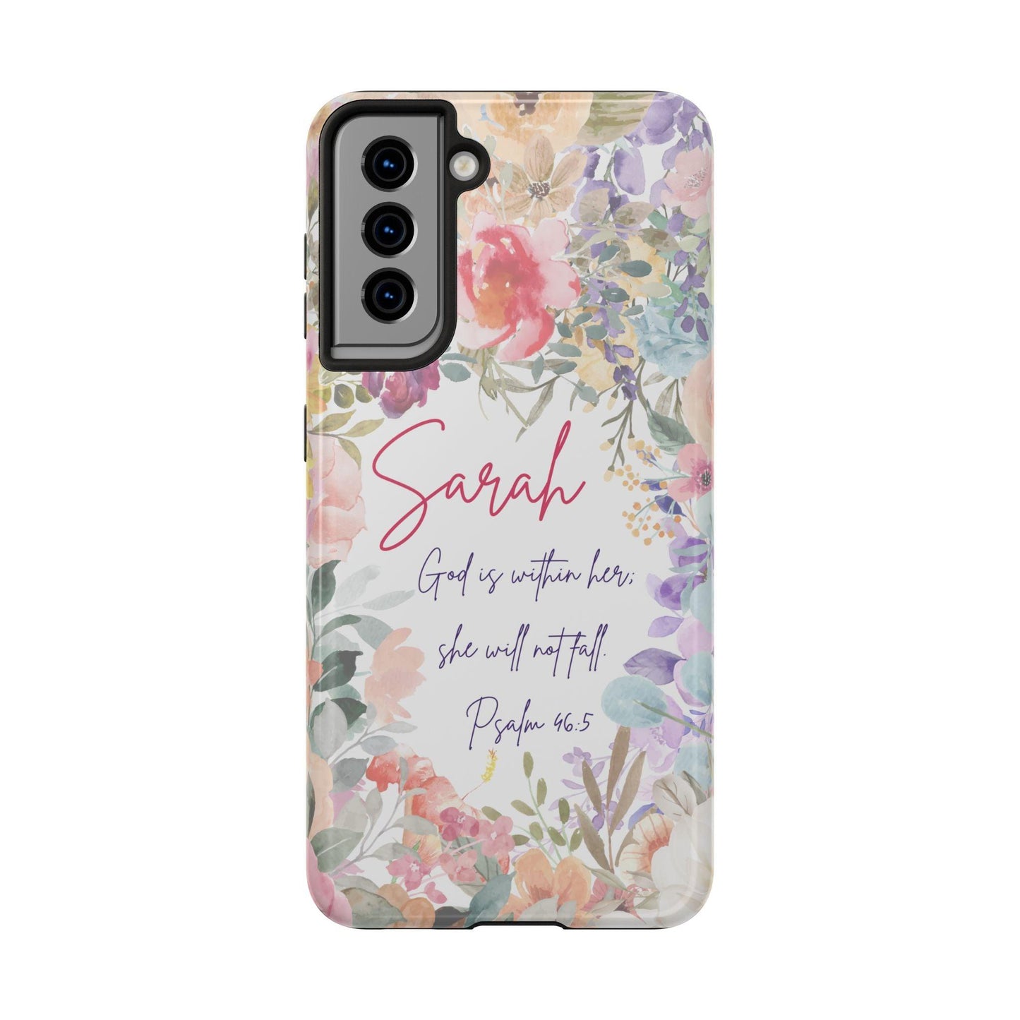 Personalized Floral Phone Cover with Bible Verse Psalm 46:5 - Joyful Moments Market