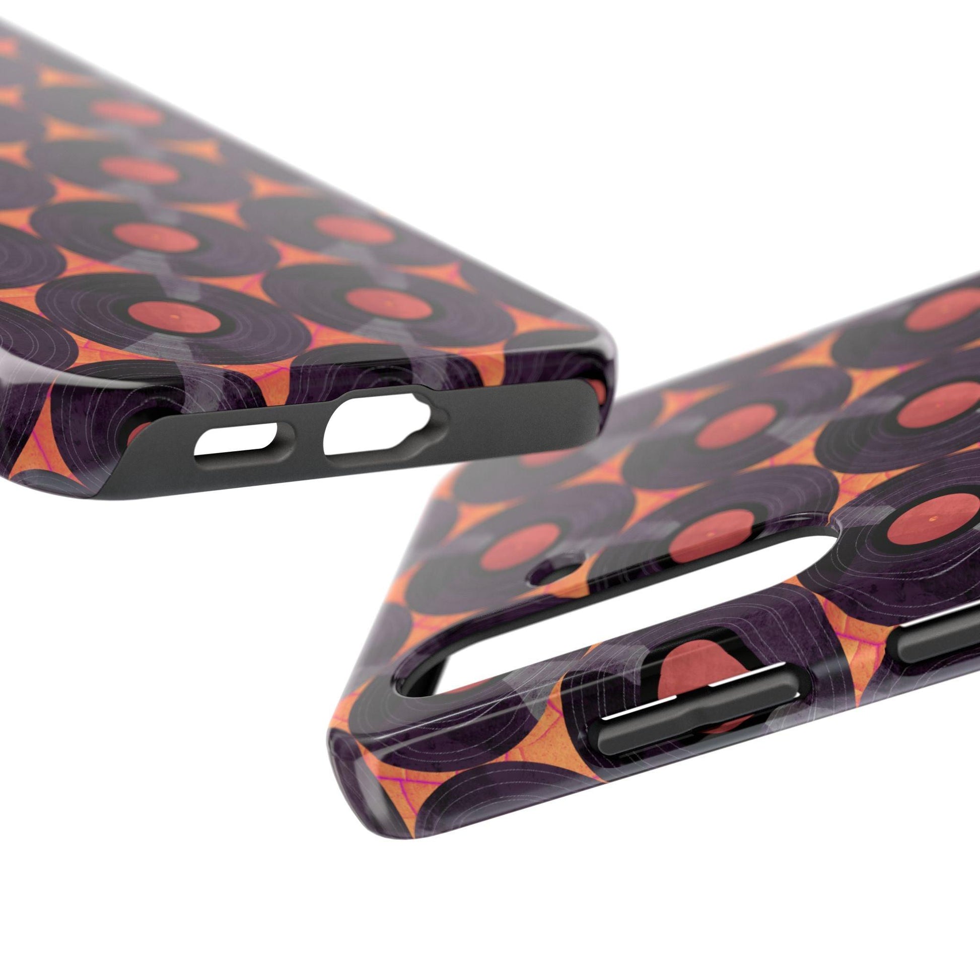 Vinyl Record Phone Case | Retro Red-Orange Design for iPhone & Samsung - Joyful Moments Market