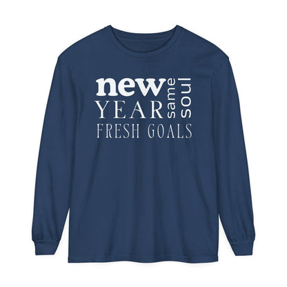 Comfort Colors Long Sleeve T-Shirt | Soft Garment-Dyed Cotton | Celebrate Fresh Goals in Cozy Style with Durable Everyday Comfort - Joyful Moments Market