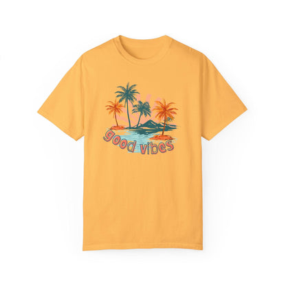 Comfort Colors Palm Sunrise Tee | Soft Garment-Dyed Cotton for Beach Vibes - Joyful Moments Market