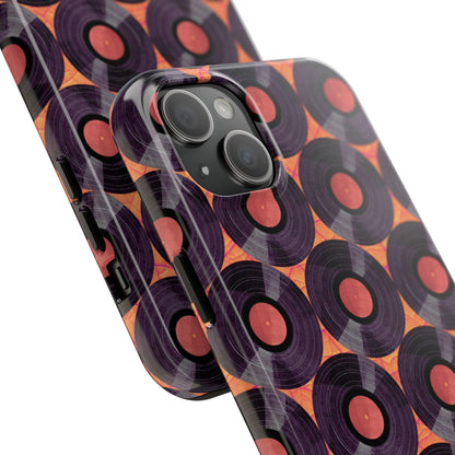 Vinyl Record Phone Case | Retro Red-Orange Design for iPhone & Samsung - Joyful Moments Market