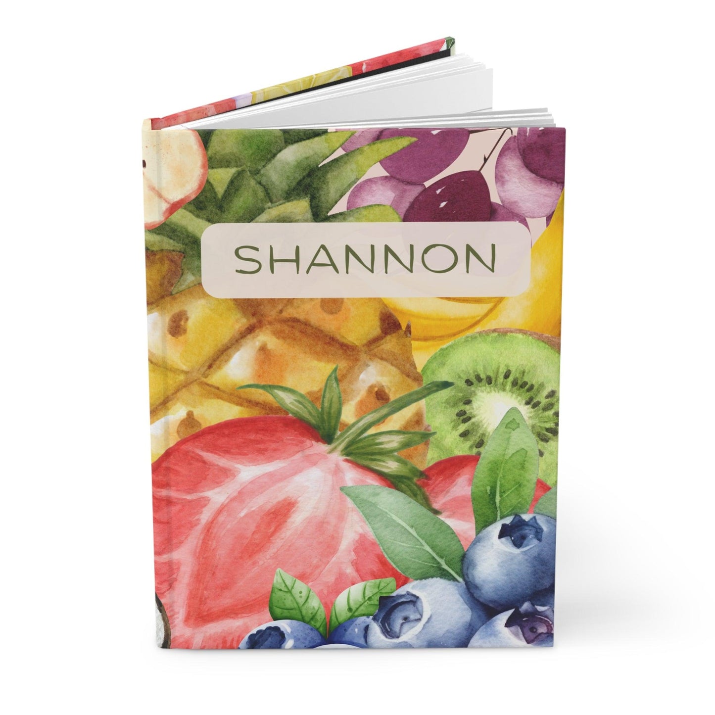 Personalized Watercolor Fruit Journal | Custom Hardcover for Wellness & Creativity - Joyful Moments Market