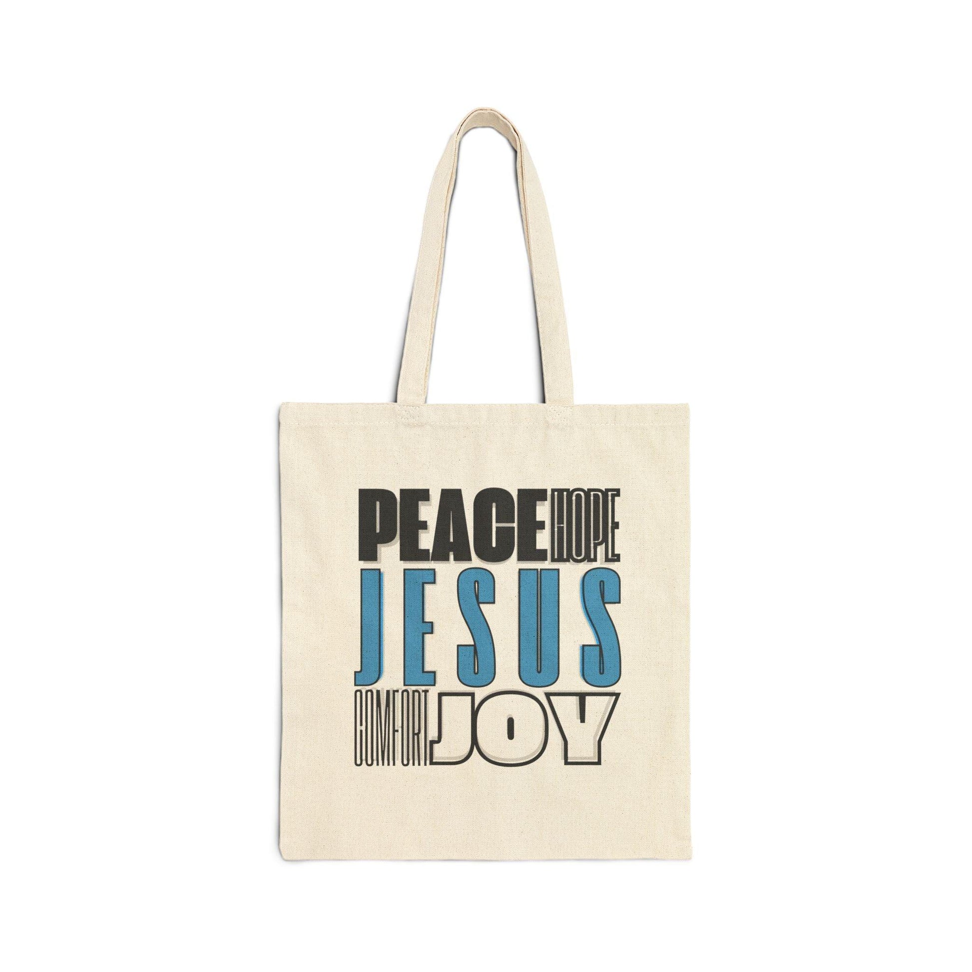 Jesus Canvas Tote Bag Unisex Durable Cotton Faith Gift for Church Bible Study or Everyday Use in Natural or Black - Joyful Moments Market