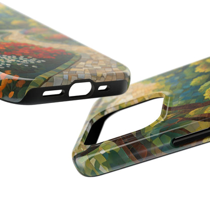 Mosaic Park Phone Case | Peaceful Path & Floral Design for iPhone & Samsung - Joyful Moments Market