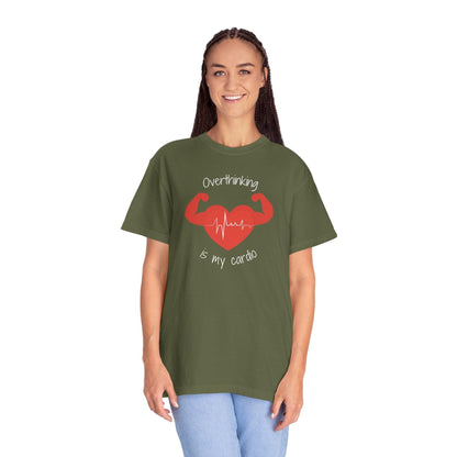 Comfort Colors Overthinking Tee | Soft Garment-Dyed Cotton with Quirky Heart Muscle Graphic - Joyful Moments Market