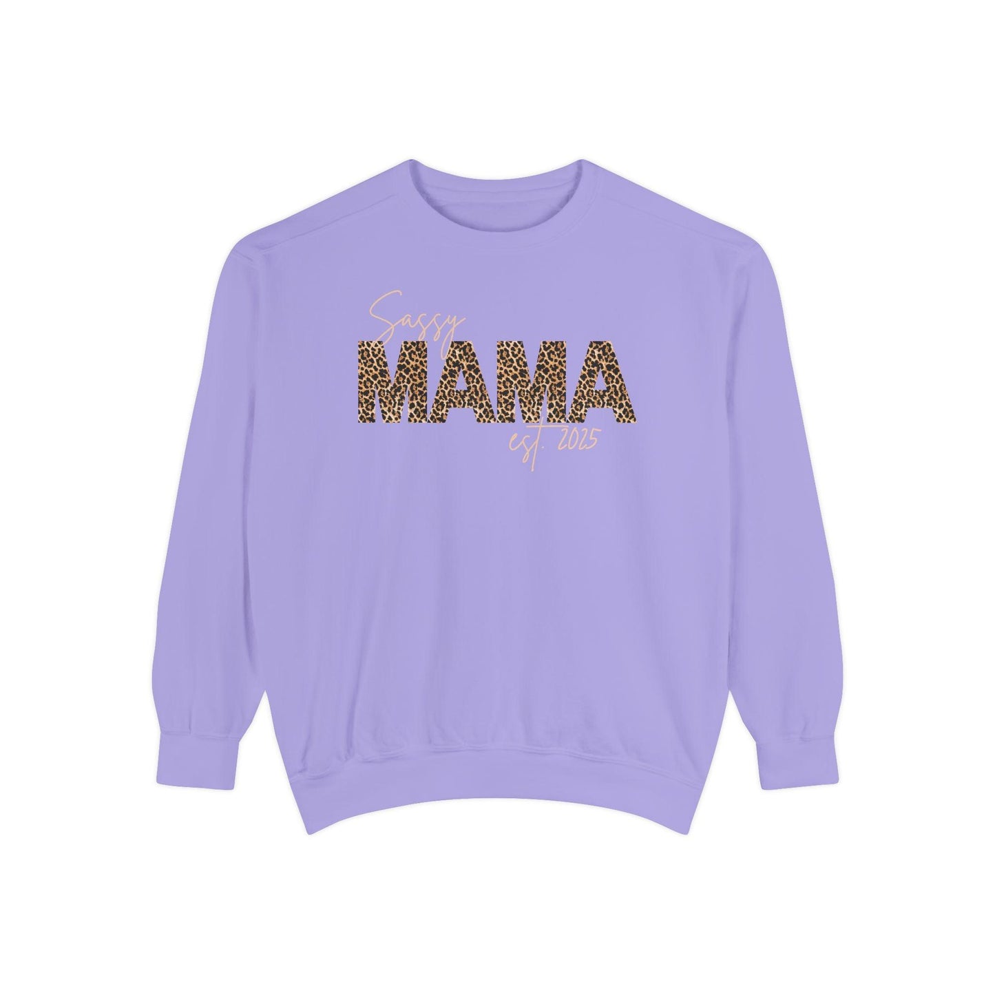 Customizable Comfort Colors Sassy Mama Sweatshirt | Leopard Print Gift for Moms - Joyful Moments Market